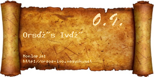 Orsós Ivó névjegykártya